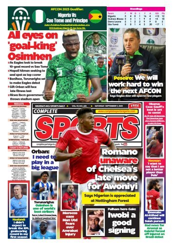 COMPLETE SPORTS - SUNDAY, SEP 10, 2023