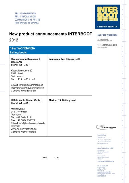 New product announcements INTERBOOT 2012