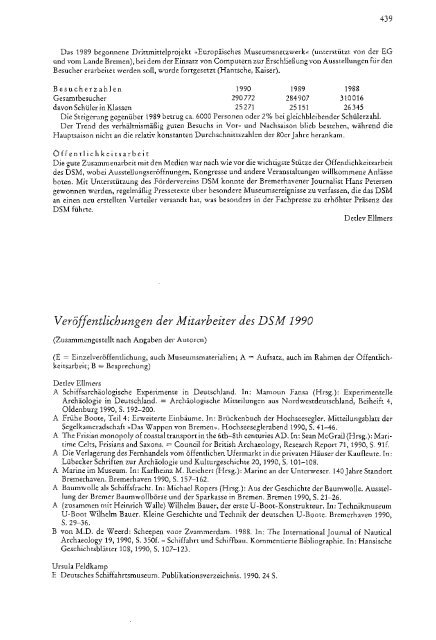 Deutsches Schiffahrtsmuseum Jahresbericht 1990