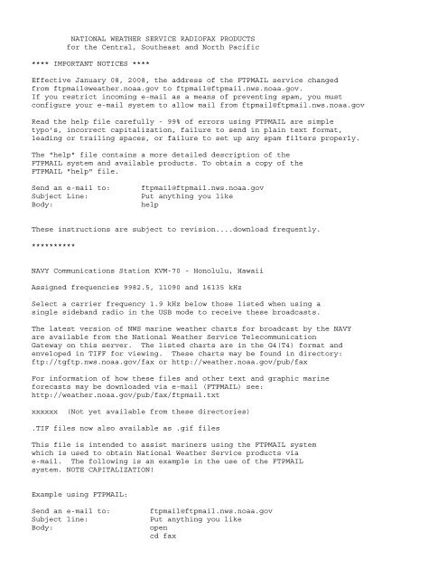 List of Worldwide Marine Weatherfax Stations (PDF)