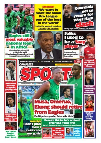 COMPLETE SPORTS - WEDNESDAY, SEP 13, 2023