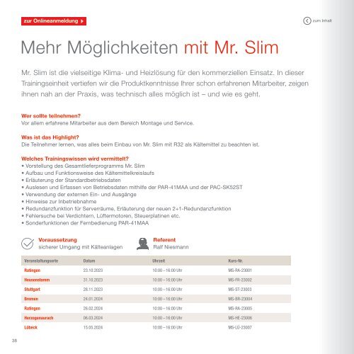 Mitsubishi Electric - Wissentraining 2023/2024 - Schulungsprogramm