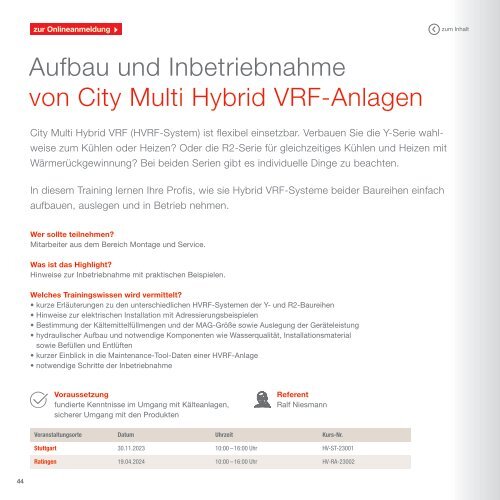 Mitsubishi Electric - Wissentraining 2023/2024 - Schulungsprogramm