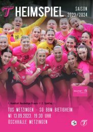 Hallenheft 13.09.2023 TUSSIES Metzingen - SG BBM Bietigheim