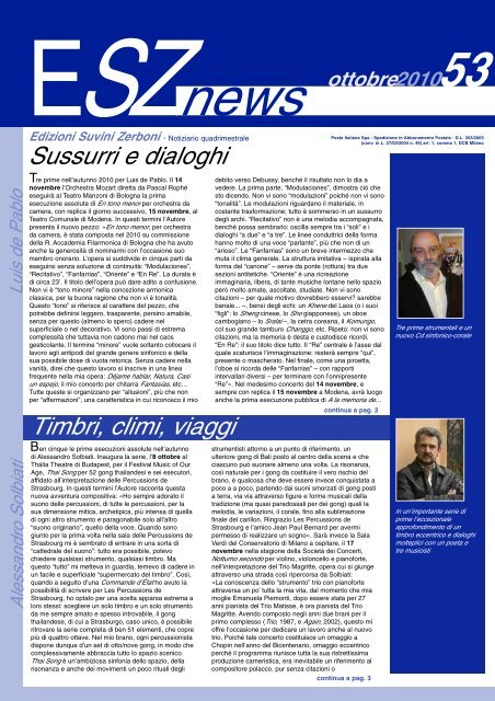 ESZ NEWS N. 53_ottobre 2010.pdf - Edizioni Suvini Zerboni