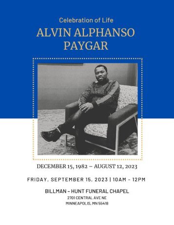 ALVIN ALPHANSO PAYGAR Funeral Program  