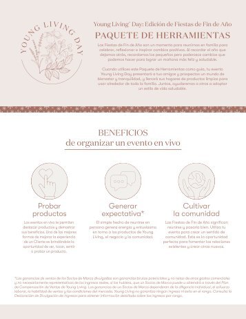 Young Living®  Day: Edición de Fiestas de Fin de Año PAQUETE DE HERRAMIENTAS