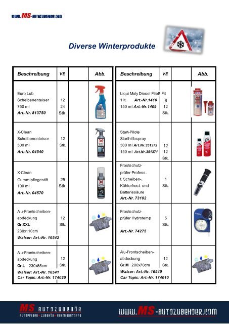 MS Autozubehör Winterprogramm 2023/24 
