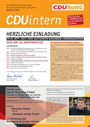 CDUintern Ludwigsburg Ausgabe 4/2023