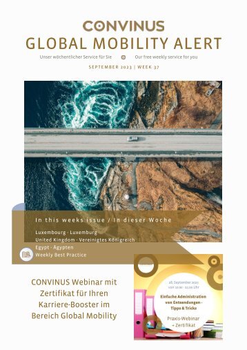 CONVINUS Global Mobility Alert - Week 37.2023