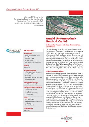 Arnold Umformtechnik GmbH & Co. KG - Comgroup GmbH