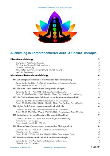 körperorientierte Aura &amp; Chakra Therapie Ausbildung 2024