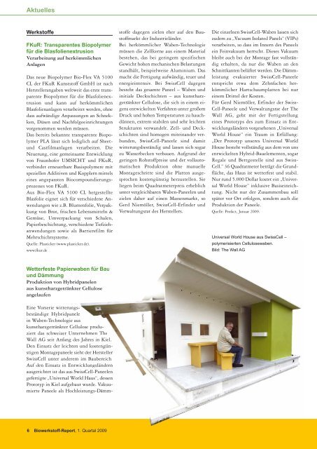 Biowerkstoff-Report, Ausgabe 5, Februar 2009 - nova-Institut GmbH