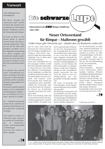 Maibronn gewählt - Home - Ortsverband Rimpar - Maidbronn