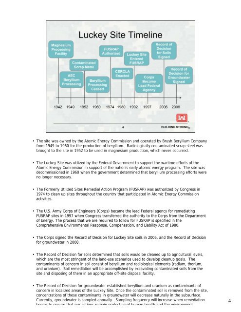 Presentation: Luckey Site Public Information Session ... - U.S. Army