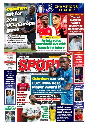 COMPLETE SPORTS - WEDNESDAY, SEP 20, 2023