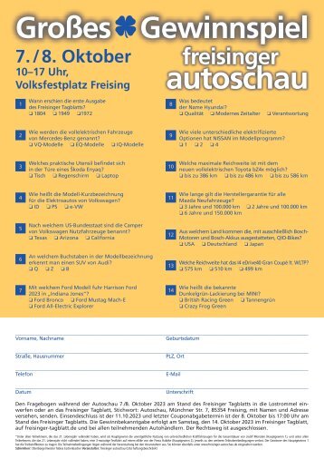 Großes Gewinnspiel Freisinger Autoschau 2023