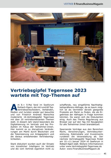 Vertriebsmanagement FinanzBusiness 2023