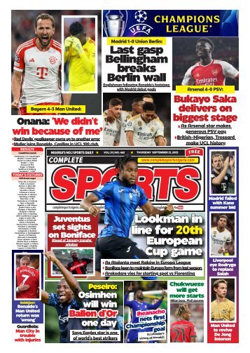 COMPLETE SPORTS - THURSDAY, SEP 21, 2023