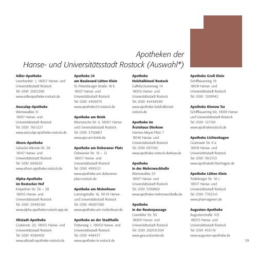 Gesundheitswegweiser Hanse- und Universitätsstadt Rostock & Landkreis Rostock 202324