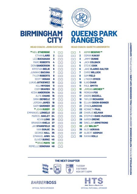 Birmingham City v QPR