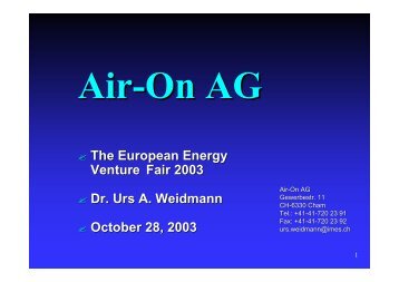 Urs A. Weidmann - European Energy Venture Fair