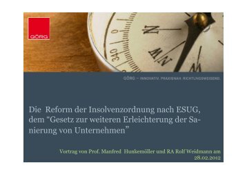 Vortrag ESUG ISM - Restrukturierungsforum