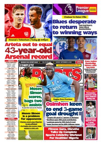 COMPLETE SPORTS - SUNDAY, SEP 24, 2023