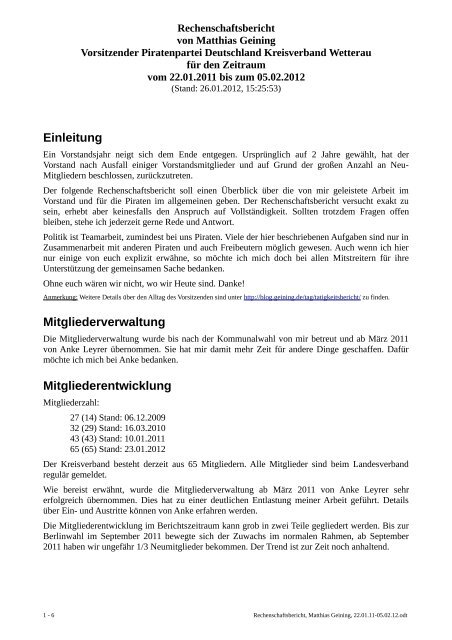 Einleitung Piratenpartei Wetterau