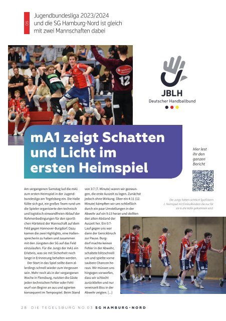 Die Tegelsburg No. 3 - Wo Handball lebt - Hallenheft SG Hamburg-Nord vs. HSV Insel Usedom - Saison 23/24