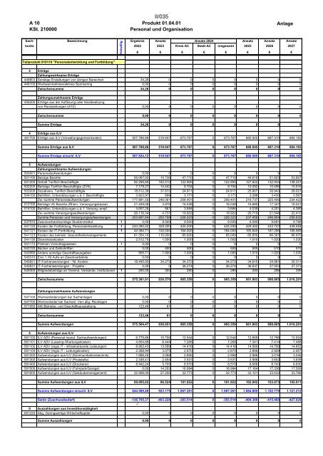 Entwurf des Haushaltsplans 2024: Dezernat II