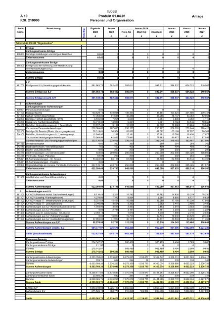 Entwurf des Haushaltsplans 2024: Dezernat II