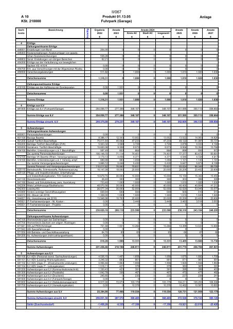 Entwurf des Haushaltsplans 2024: Dezernat II