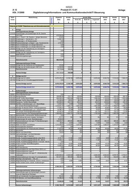 Entwurf des Haushaltsplans 2024: Dezernat III