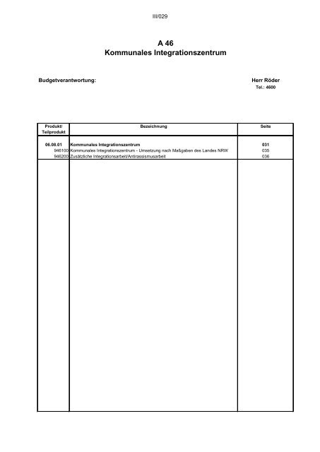 Entwurf des Haushaltsplans 2024: Dezernat III