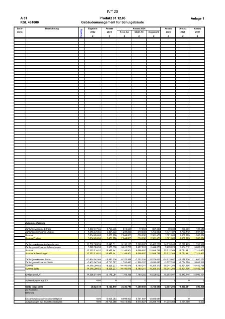 Entwurf des Haushaltsplans 2024: Dezernat IV