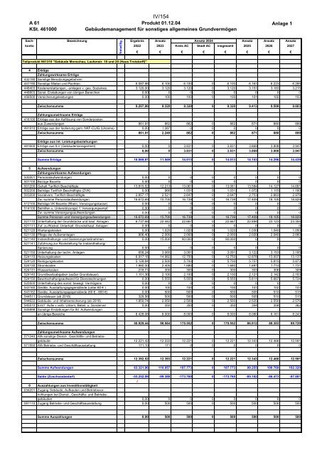 Entwurf des Haushaltsplans 2024: Dezernat IV