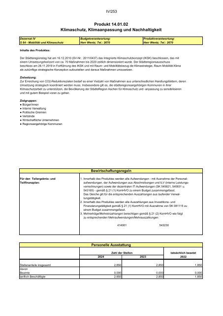 Entwurf des Haushaltsplans 2024: Dezernat IV