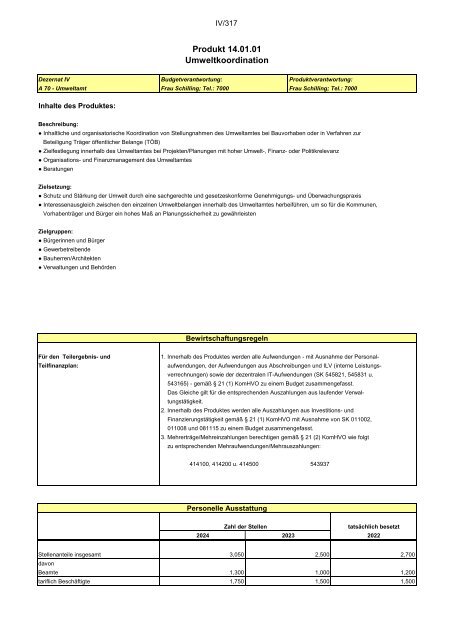 Entwurf des Haushaltsplans 2024: Dezernat IV