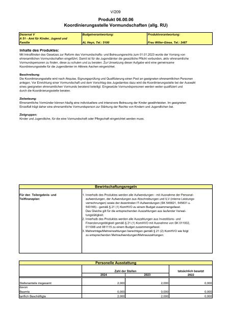 Entwurf des Haushaltsplans 2024: Dezernat V