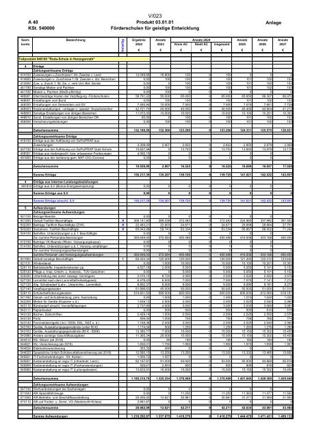 Entwurf des Haushaltsplans 2024: Dezernat V