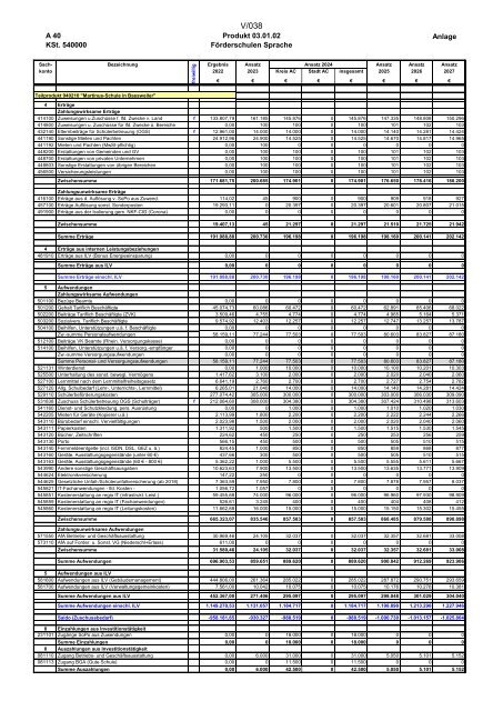 Entwurf des Haushaltsplans 2024: Dezernat V