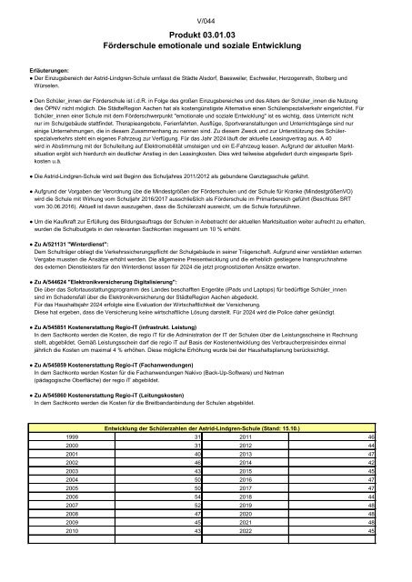 Entwurf des Haushaltsplans 2024: Dezernat V