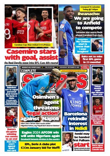 COMPLETE SPORTS - WEDNESDAY, SEP 27, 2023