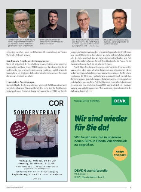 Das Stadtgespräch Ausgabe Oktober 2023 auf MeinRHWD