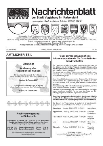 AMTLICHER TEIL - Vogtsburg im Kaiserstuhl