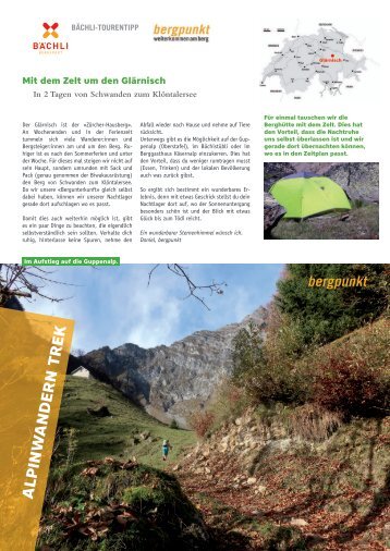 Tourentipp 09.2023 - Mit dem Zelt um den Glärnisch