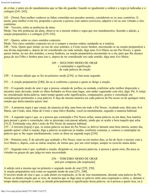 Exercícios Espirituais de Santo Ignacio de Loyola (1491-1556)