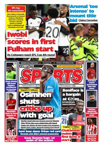 COMPLETE SPORTS - THURSDAY, SEP 28, 2023