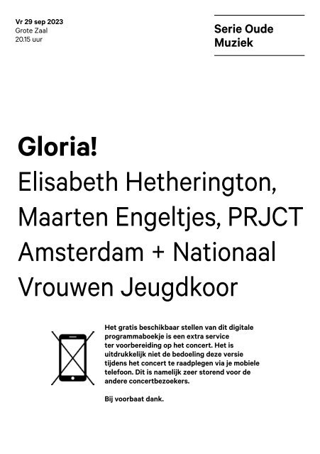 2023 09 29 Gloria! - Elisabeth Hetherington, Maarten Engeltjes, PRJCT Amsterdam + Nationaal Vrouwen Jeugdkoor